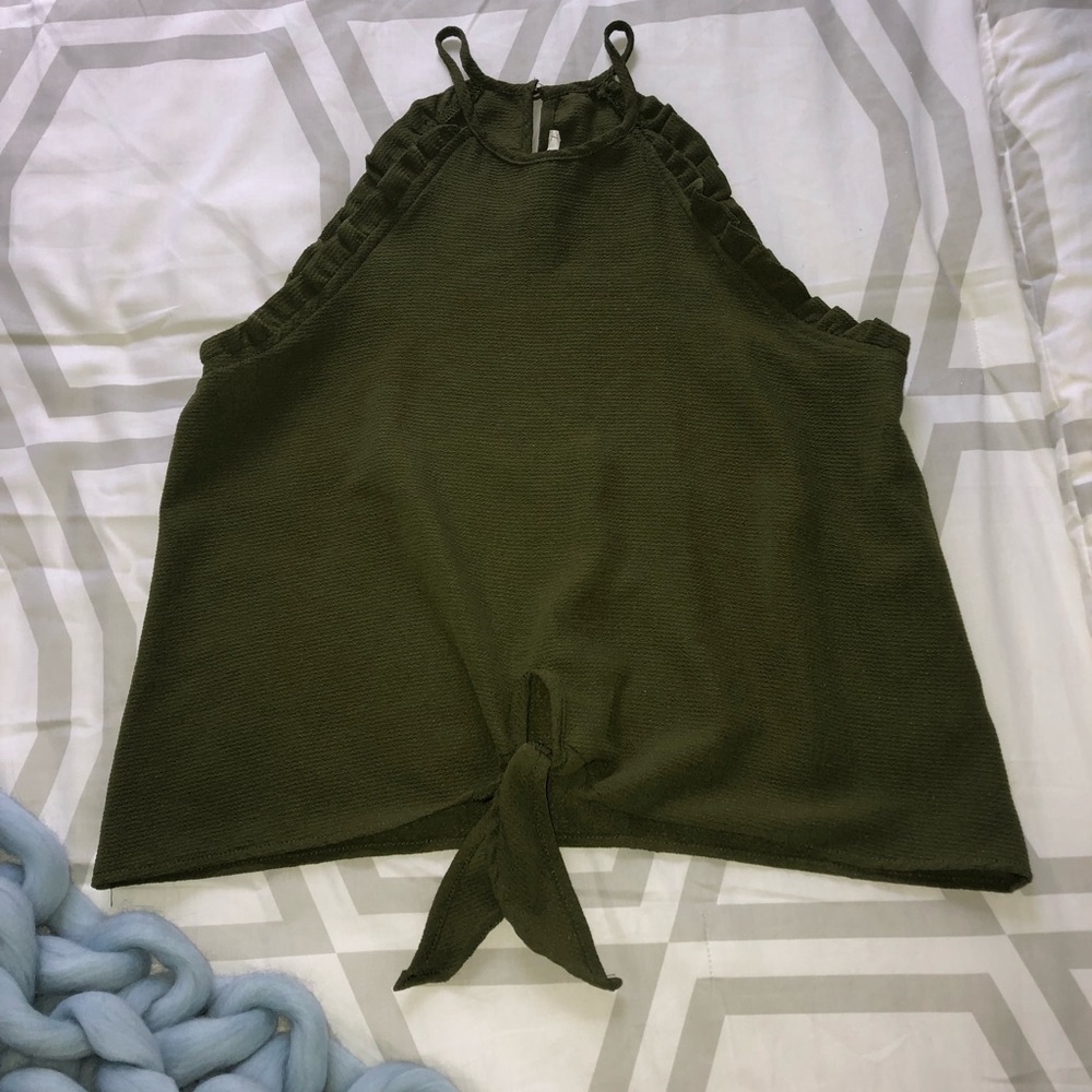 Olive Green Ruffle Tank